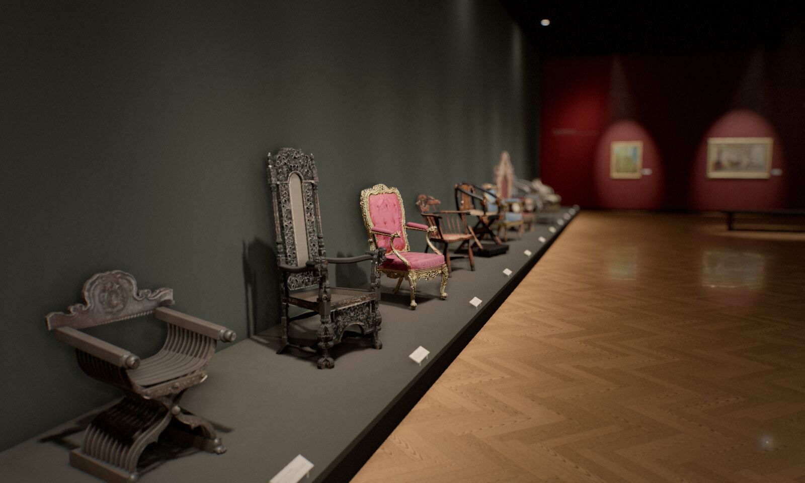 Chairs displayed inside the virtual exhibition